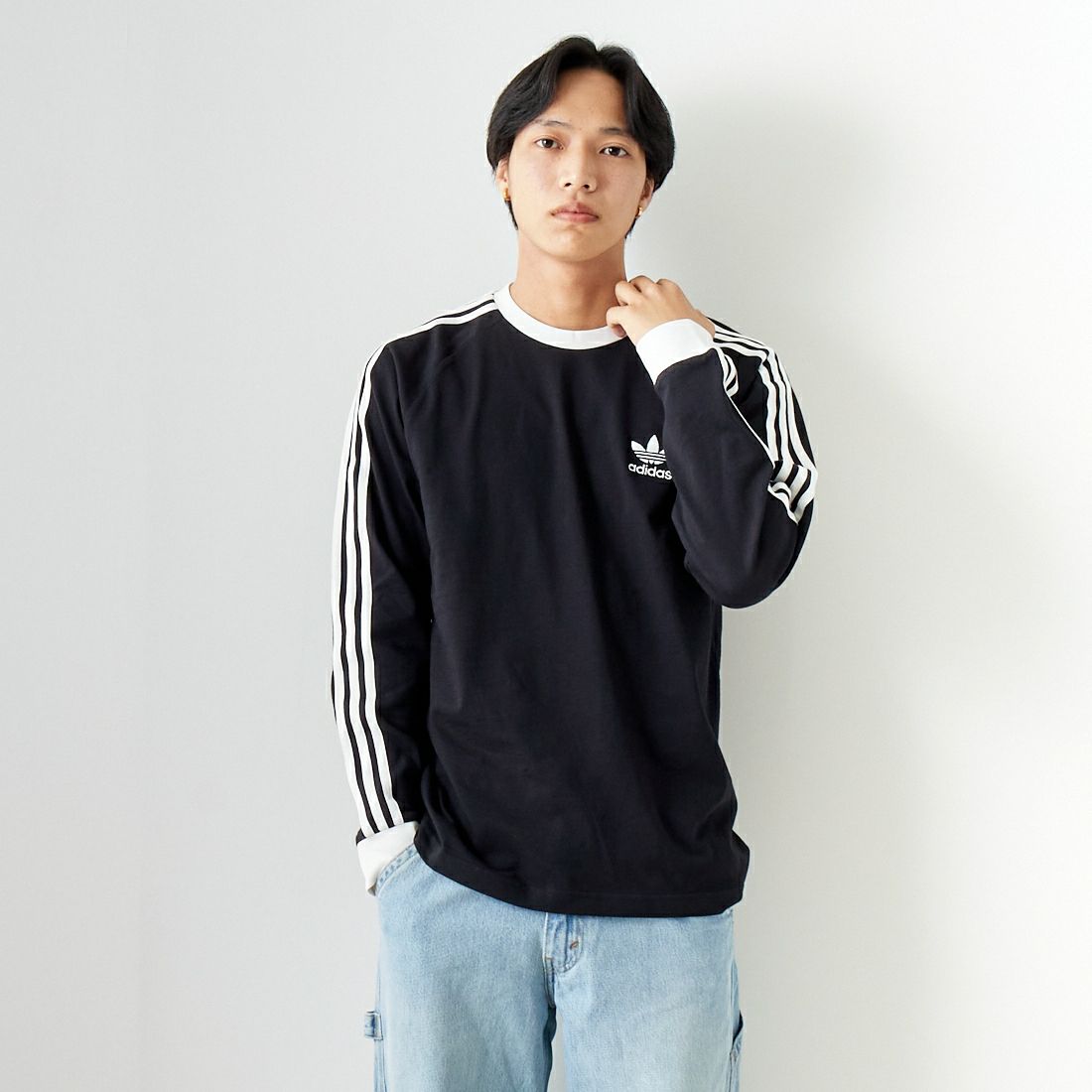 adidas Originals [アディダス オリジナルス] アディカラークラシックス スリーストライプス ロングスリーブTシャツ [BVB94] IA4877 &&モデル身長：179cm 着用サイズ：XL&&