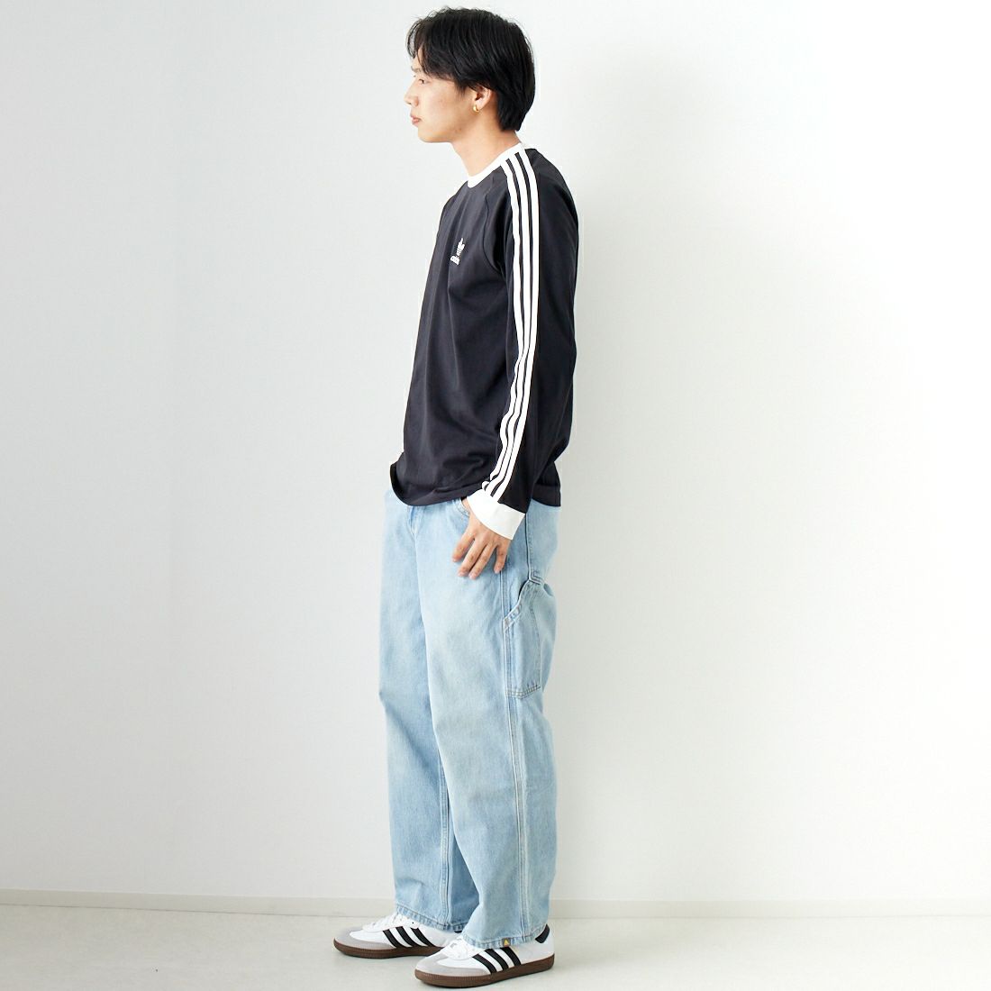 adidas Originals [アディダス オリジナルス] アディカラークラシックス スリーストライプス ロングスリーブTシャツ [BVB94] IA4877 &&モデル身長：179cm 着用サイズ：XL&&