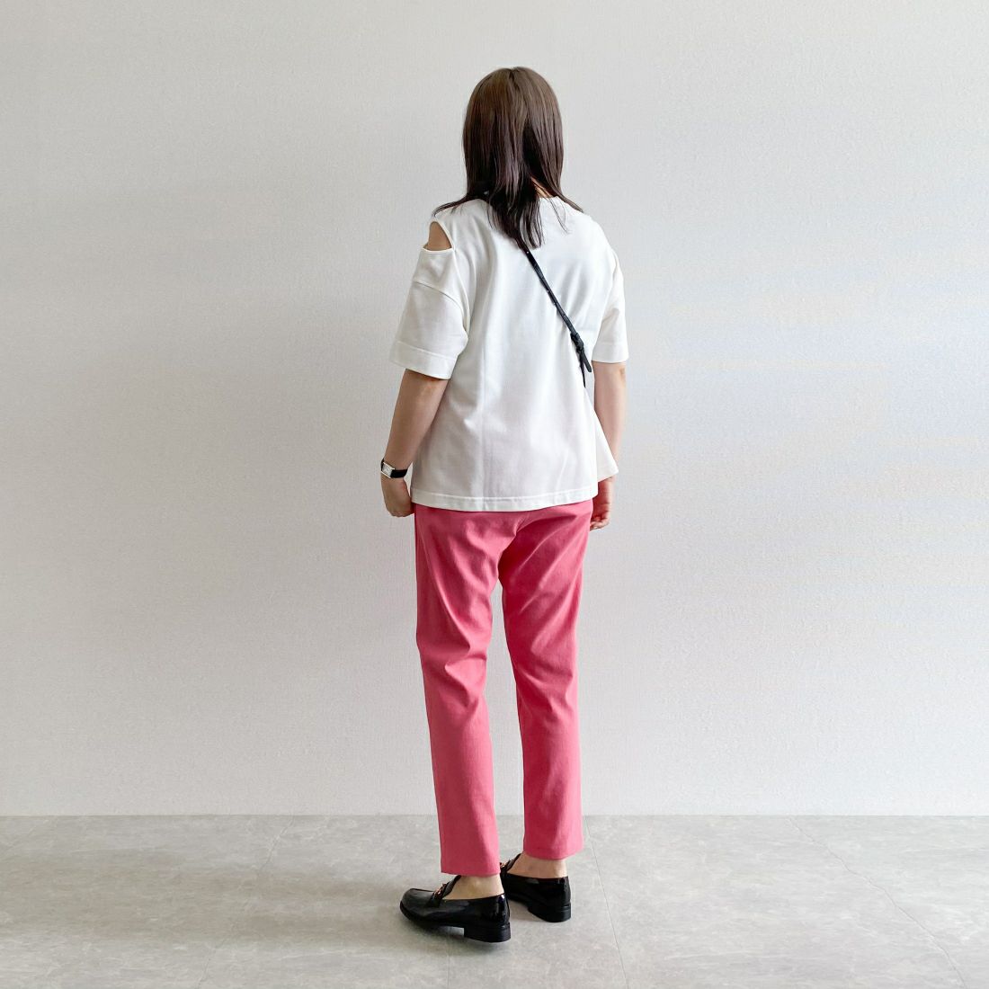 Jeans Factory Clothes [ジーンズファクトリークローズ] シェルタリングドライイージーテーパードパンツ [21241053] 014 ﾋﾟﾝｸ &&モデル身長：165cm 着用サイズ：38&&