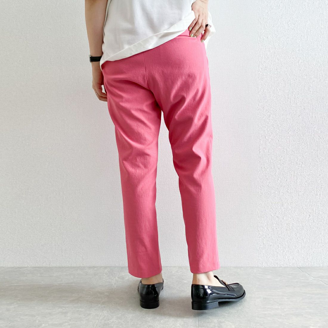 Jeans Factory Clothes [ジーンズファクトリークローズ] シェルタリングドライイージーテーパードパンツ [21241053] 014 ﾋﾟﾝｸ &&モデル身長：165cm 着用サイズ：38&&