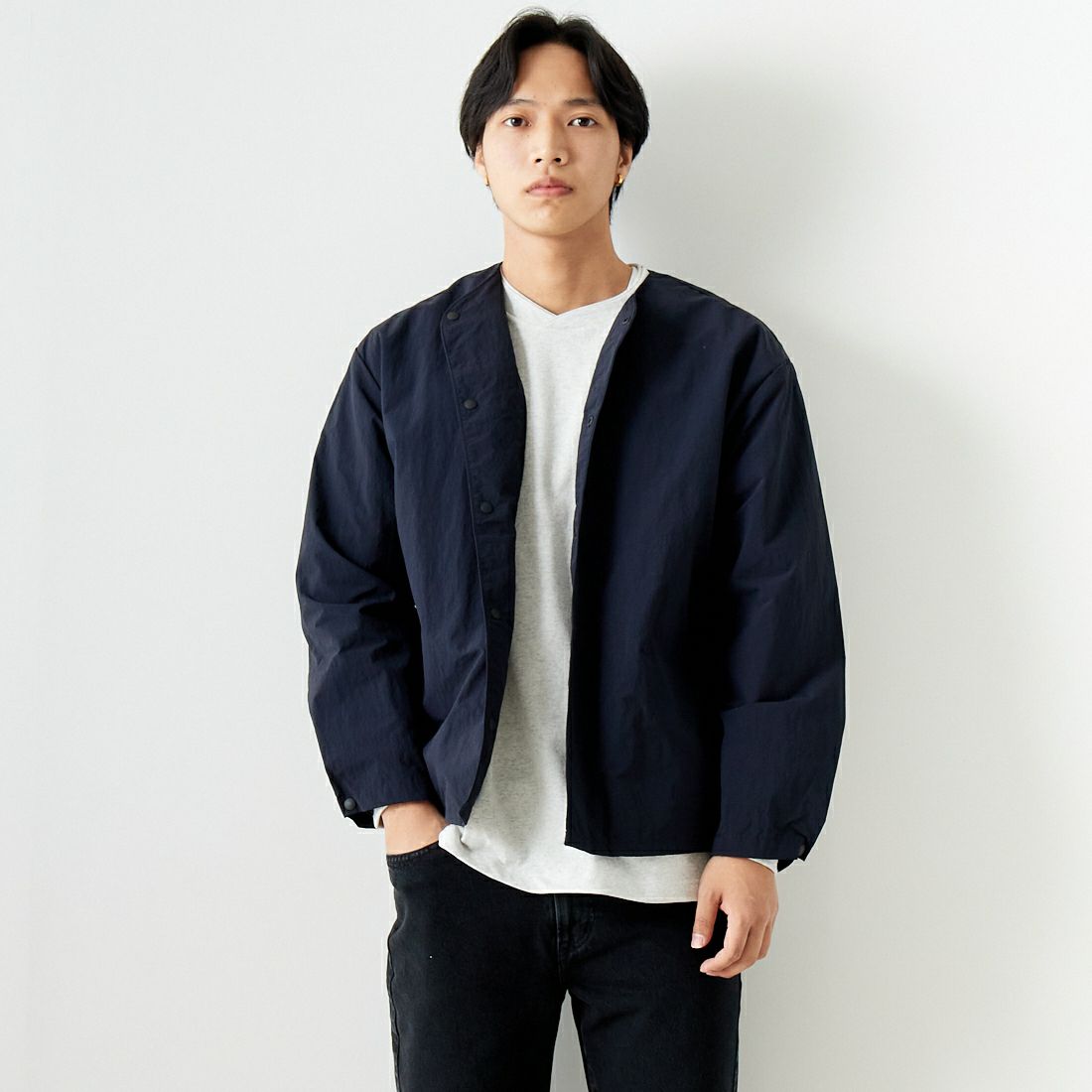 NAVY&&モデル身長：179cm 着用サイズ：M&&