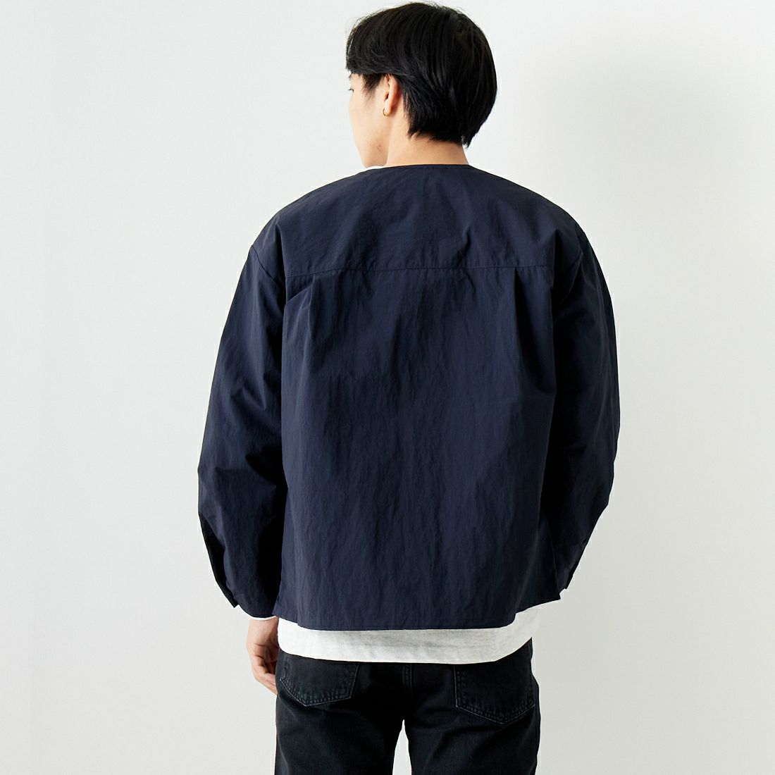 Noir Fabrik [ヌワールファブリック] カーディガンシャツ [JFCM-PS42-03] NAVY &&モデル身長：179cm 着用サイズ：M&&