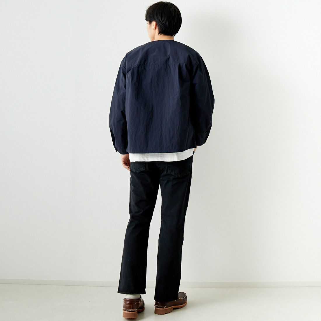 Noir Fabrik [ヌワールファブリック] カーディガンシャツ [JFCM-PS42-03] NAVY &&モデル身長：179cm 着用サイズ：M&&