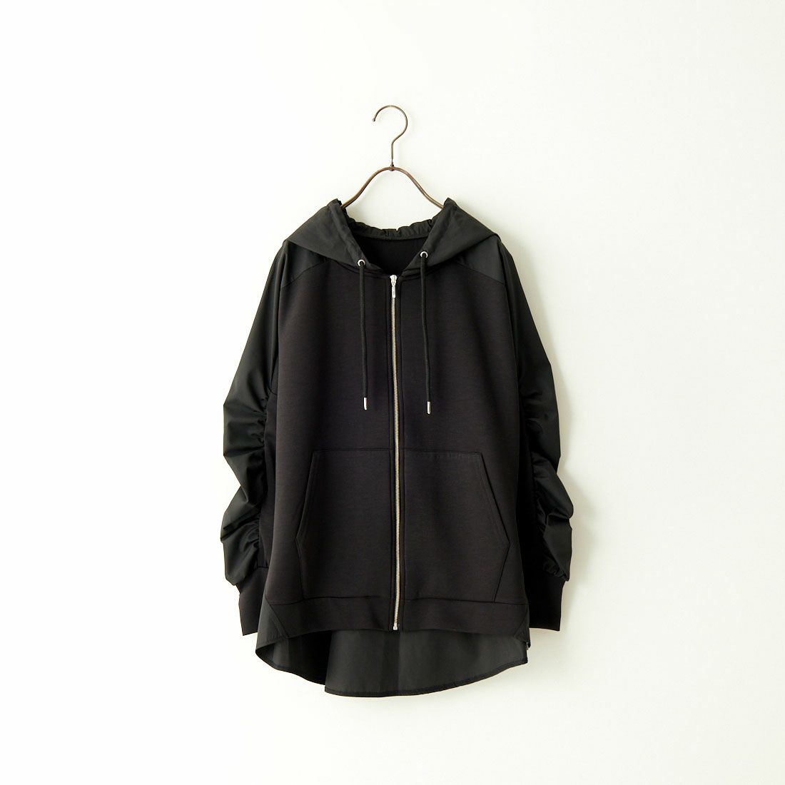 Jeans Factory Clothes [ジーンズファクトリークローズ] 異素材切り替え ボンディングパーカー [21241059] 004 ﾌﾞﾗｯｸ