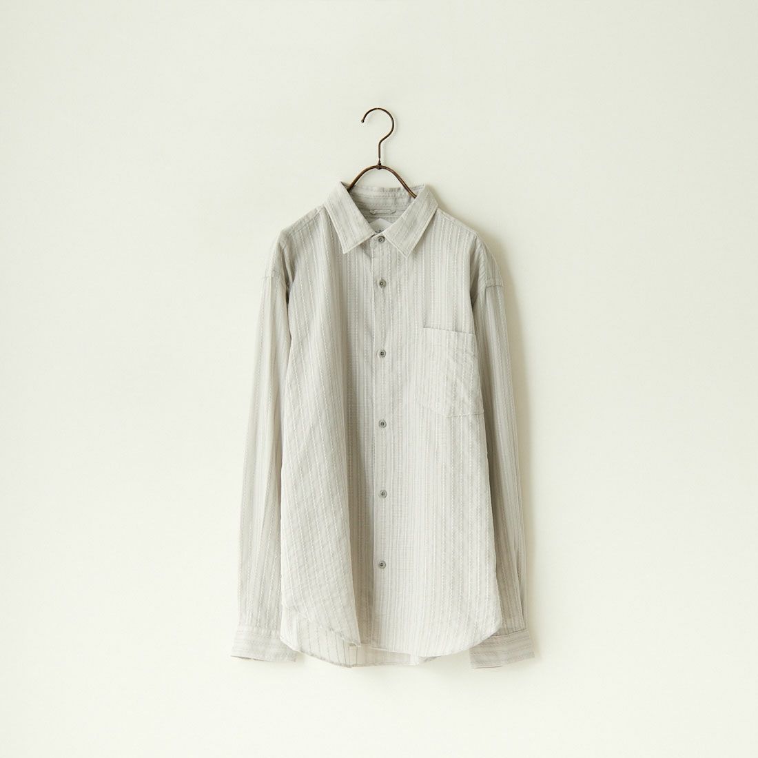 Noir Fabrik [ヌワールファブリック] カラミストライプ ロングスリーブ レギュラーカラーシャツ [JFCM-PS42-01] GREY