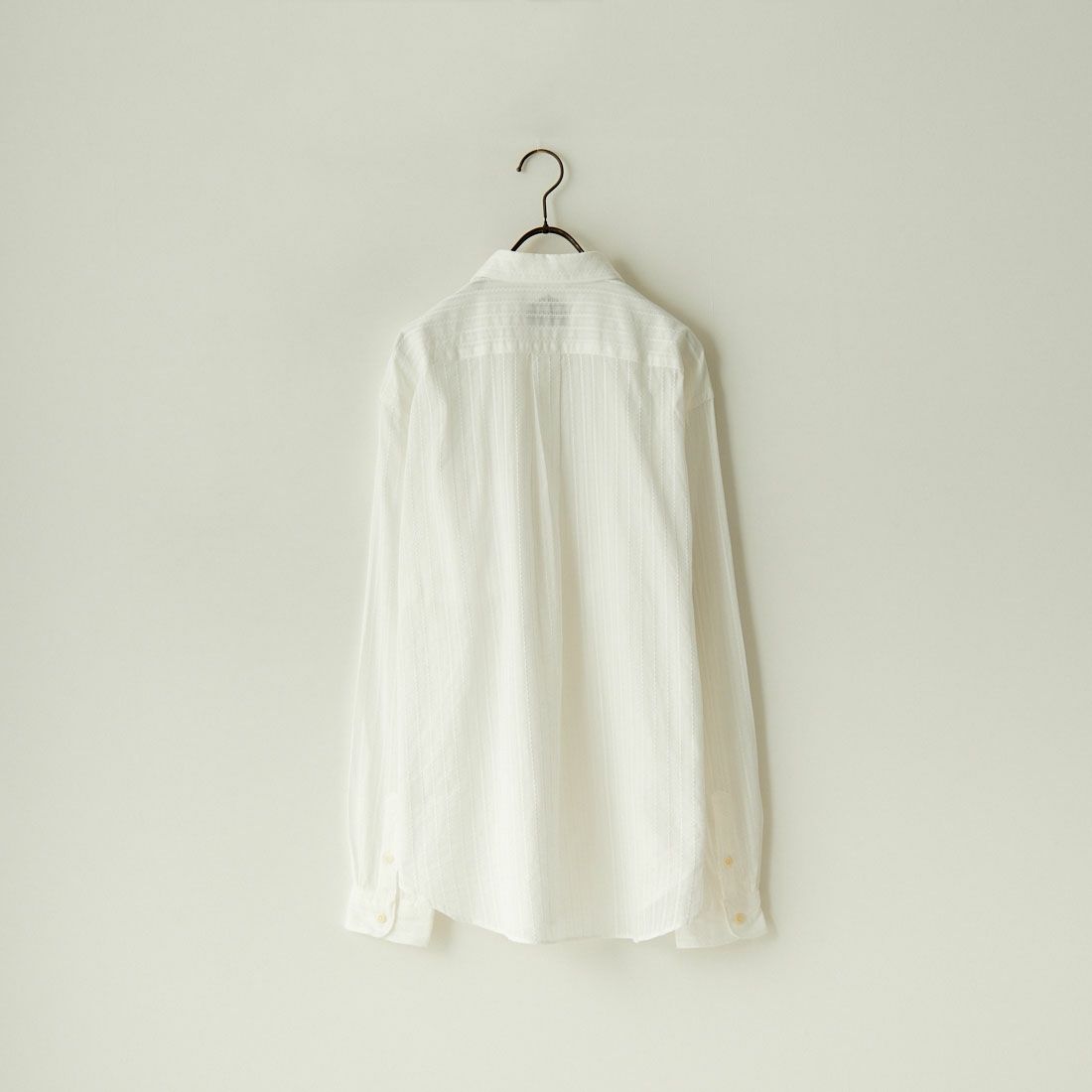 Noir Fabrik [ヌワールファブリック] カラミストライプ ロングスリーブ レギュラーカラーシャツ [JFCM-PS42-01] WHITE