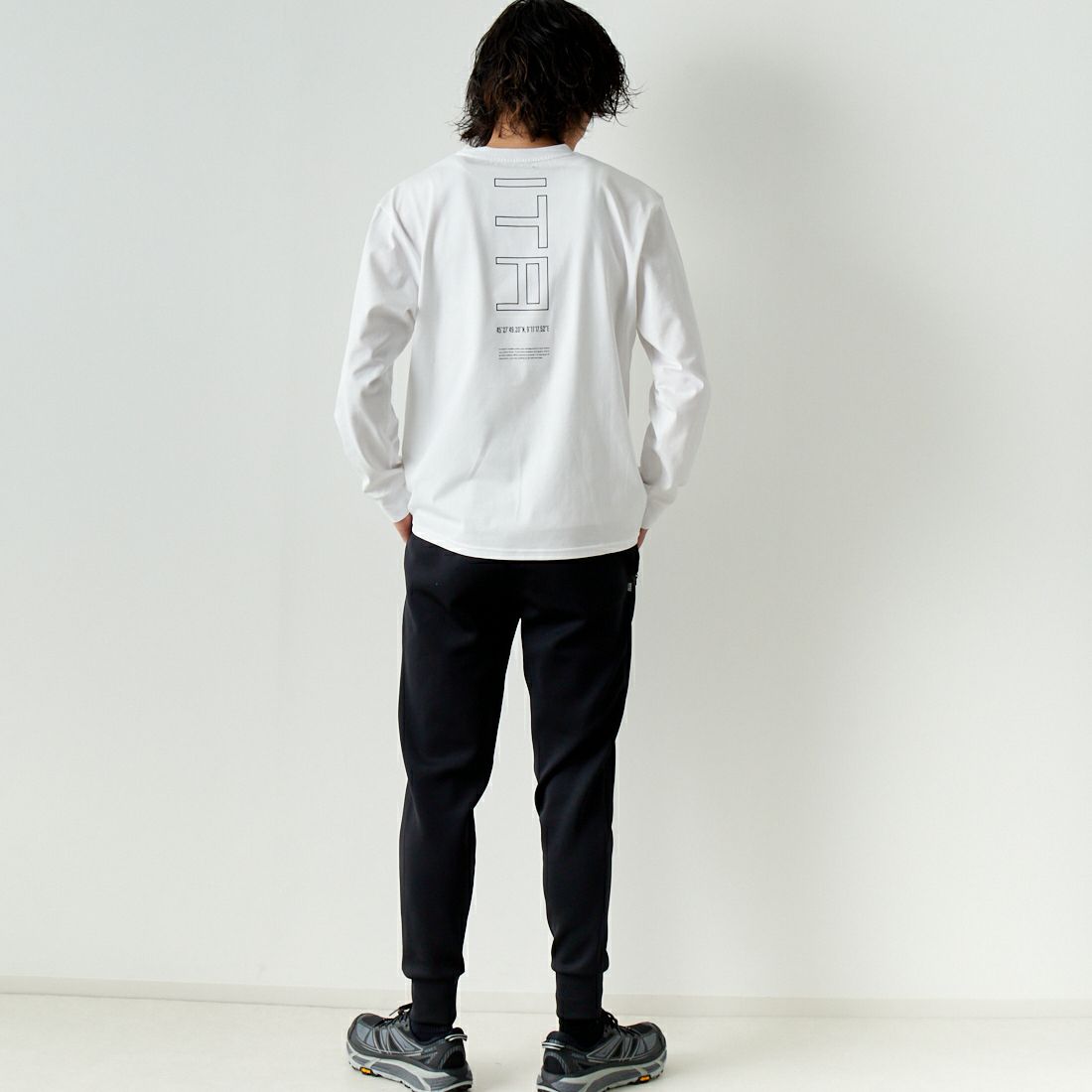 SY32 [エスワイサーティトゥ] バックプリント ロングスリーブTシャツ [14133] WHITE &&モデル身長：182cm 着用サイズ：L&&
