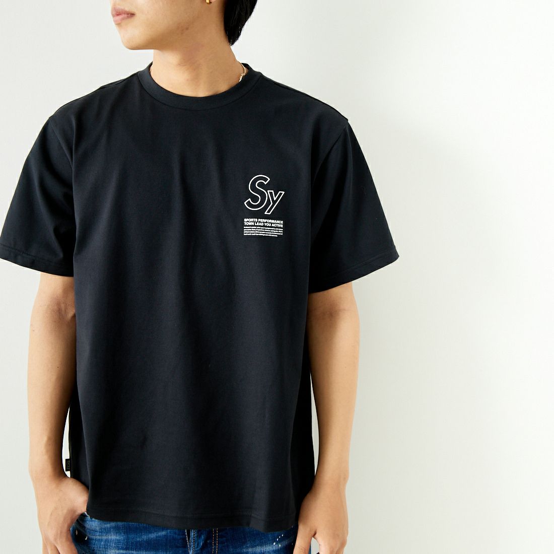 SY32 [エスワイサーティトゥ] ラインロゴ バックプリントTシャツ [14134] BLACK