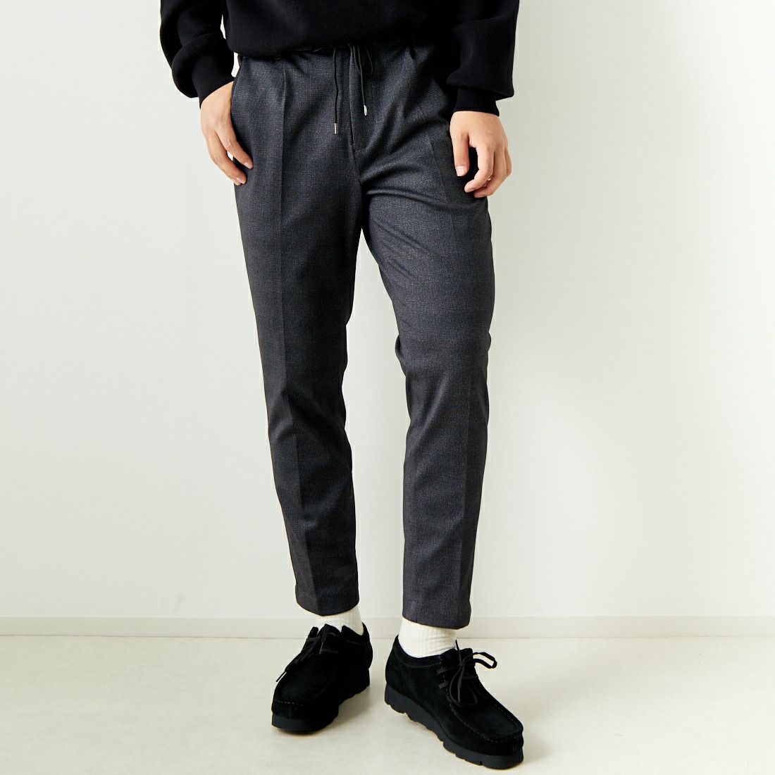Jeans Factory Clothes [ジーンズファクトリークローズ] テックポンチ 1Pイージースラックス [JFC-242-017] 4 GRYｸﾞﾚﾝﾁ &&モデル身長：179cm 着用サイズ：M&&