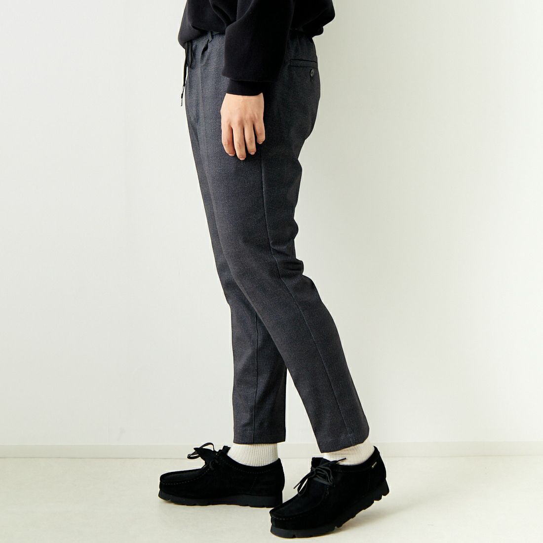 Jeans Factory Clothes [ジーンズファクトリークローズ] テックポンチ 1Pイージースラックス [JFC-242-017] 4 GRYｸﾞﾚﾝﾁ &&モデル身長：179cm 着用サイズ：M&&
