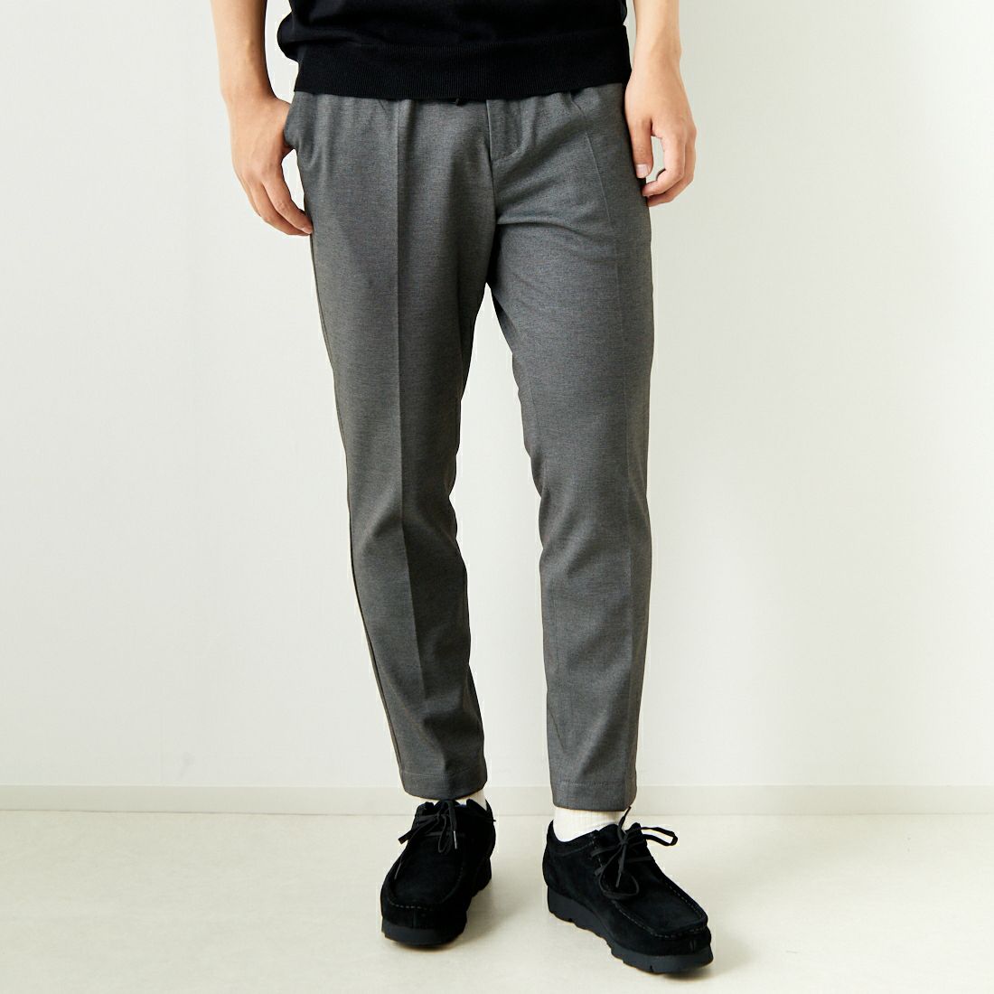 Jeans Factory Clothes [ジーンズファクトリークローズ] テックポンチ 1Pイージースラックス [JFC-242-017] 2 GRYﾒﾗﾝｼﾞ &&モデル身長：179cm 着用サイズ：M&&