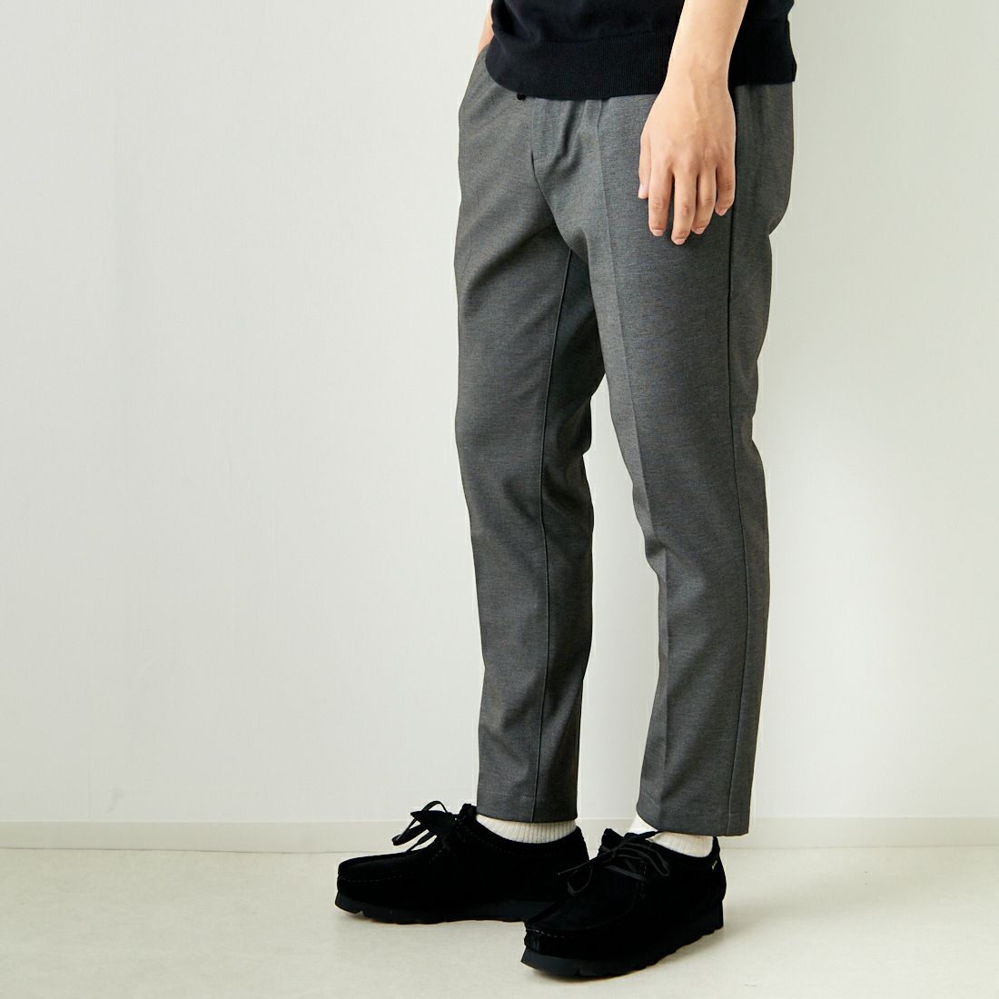 Jeans Factory Clothes [ジーンズファクトリークローズ] テックポンチ 1Pイージースラックス [JFC-242-017] 2 GRYﾒﾗﾝｼﾞ &&モデル身長：179cm 着用サイズ：M&&