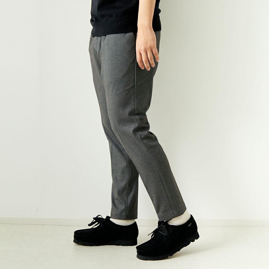 Jeans Factory Clothes [ジーンズファクトリークローズ] テックポンチ 1Pイージースラックス [JFC-242-017] 2 GRYﾒﾗﾝｼﾞ &&モデル身長：179cm 着用サイズ：M&&