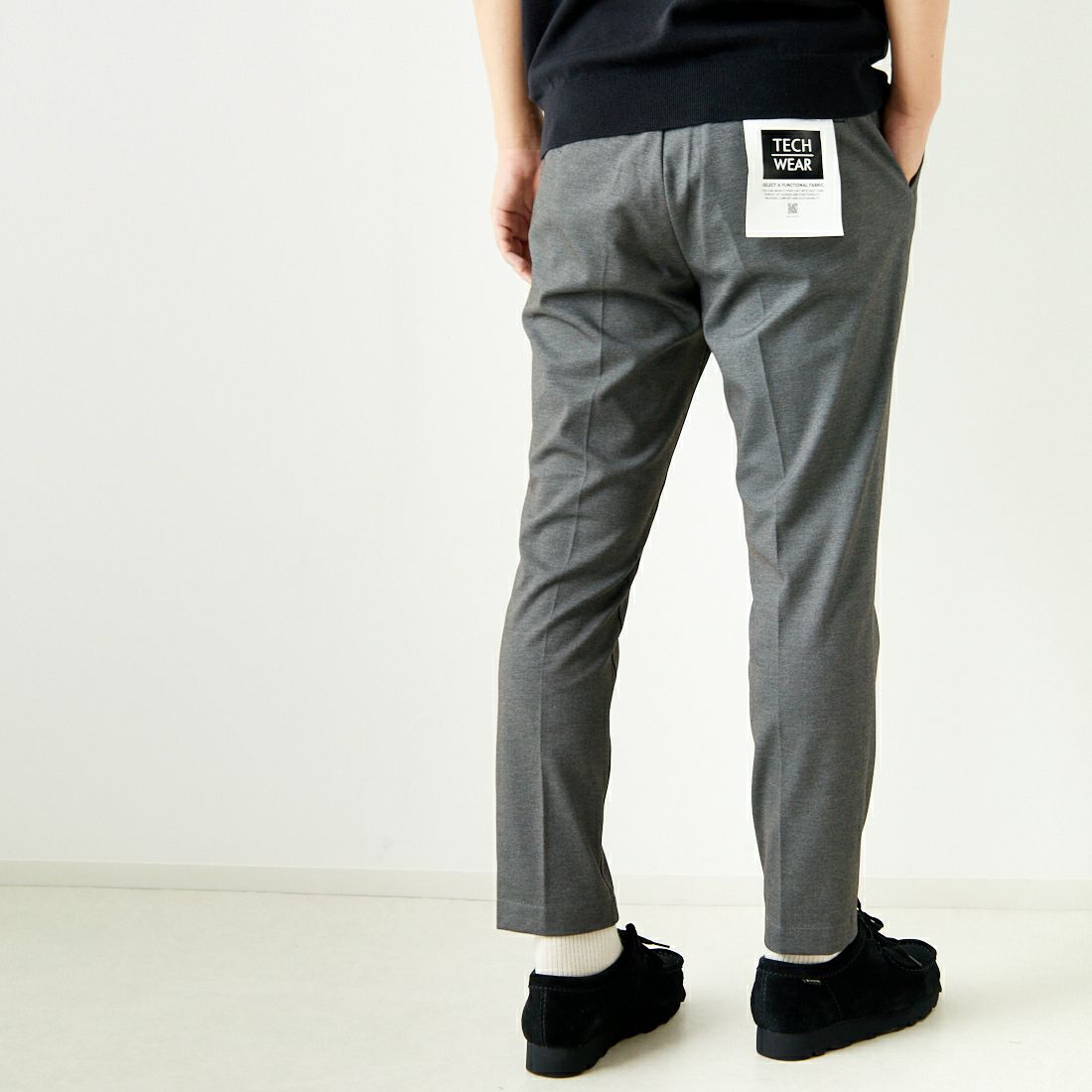 Jeans Factory Clothes [ジーンズファクトリークローズ] テックポンチ 1Pイージースラックス [JFC-242-017] 2 GRYﾒﾗﾝｼﾞ &&モデル身長：179cm 着用サイズ：M&&