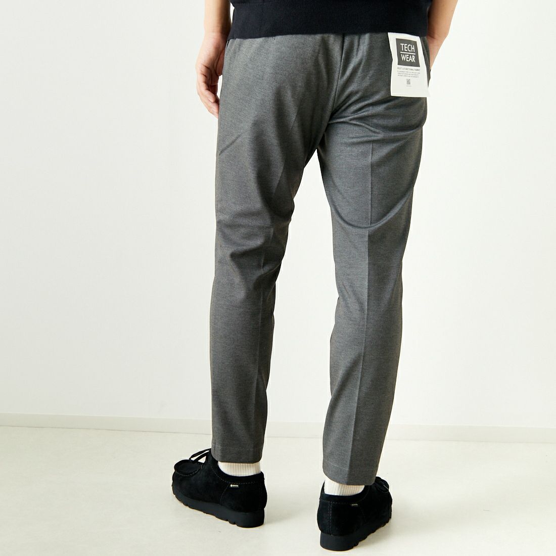Jeans Factory Clothes [ジーンズファクトリークローズ] テックポンチ 1Pイージースラックス [JFC-242-017] 2 GRYﾒﾗﾝｼﾞ &&モデル身長：179cm 着用サイズ：M&&