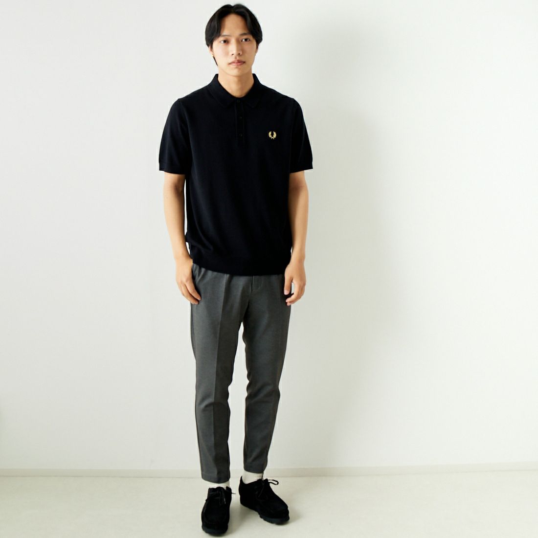 Jeans Factory Clothes [ジーンズファクトリークローズ] テックポンチ 1Pイージースラックス [JFC-242-017] 2 GRYﾒﾗﾝｼﾞ &&モデル身長：179cm 着用サイズ：M&&
