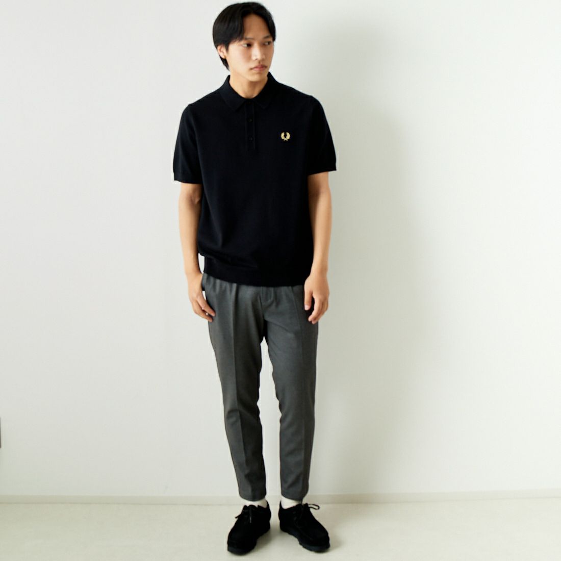 Jeans Factory Clothes [ジーンズファクトリークローズ] テックポンチ 1Pイージースラックス [JFC-242-017] 2 GRYﾒﾗﾝｼﾞ &&モデル身長：179cm 着用サイズ：M&&