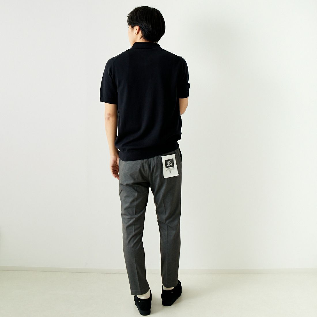 Jeans Factory Clothes [ジーンズファクトリークローズ] テックポンチ 1Pイージースラックス [JFC-242-017] 2 GRYﾒﾗﾝｼﾞ &&モデル身長：179cm 着用サイズ：M&&
