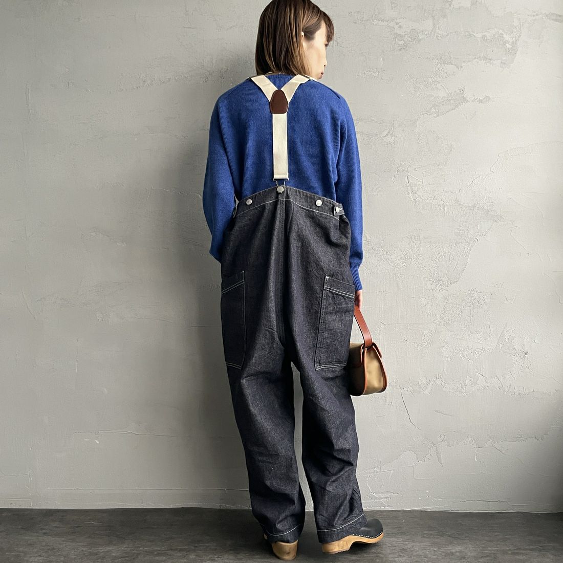 HARVESTY [ハーベスティ] サスペンダーガーデンパンツ [A12401] 98 ONEWASH&&モデル身長：158cm 着用サイズ：1&&