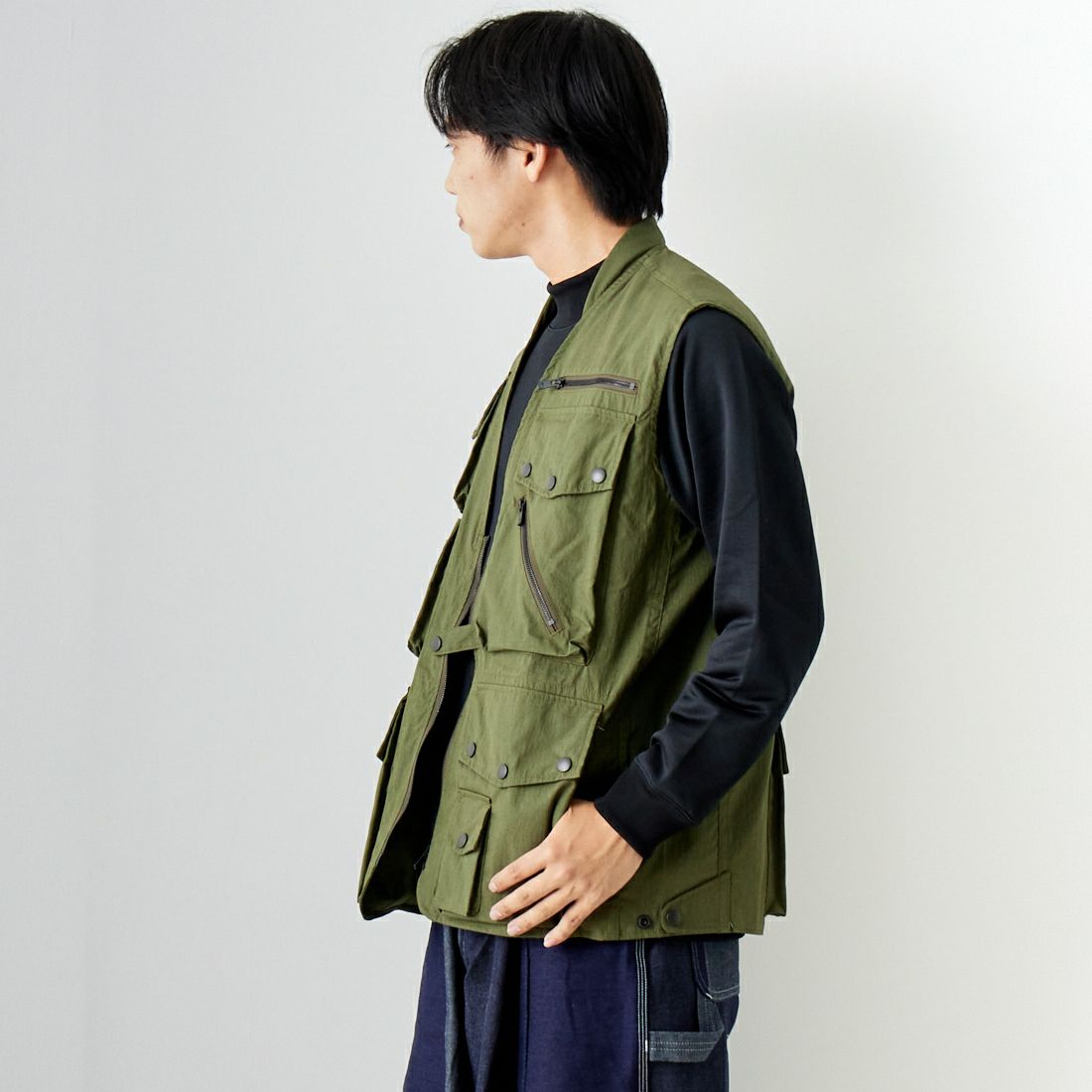 Needles [ニードルズ] フィールドベスト [OT091] A OLIVE &&モデル身長：179cm 着用サイズ：M&&