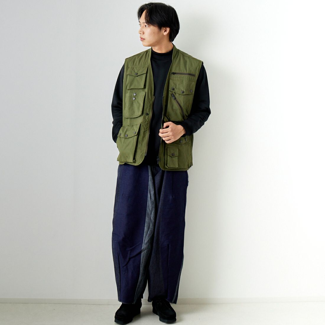 Needles [ニードルズ] フィールドベスト [OT091] A OLIVE &&モデル身長：179cm 着用サイズ：M&&