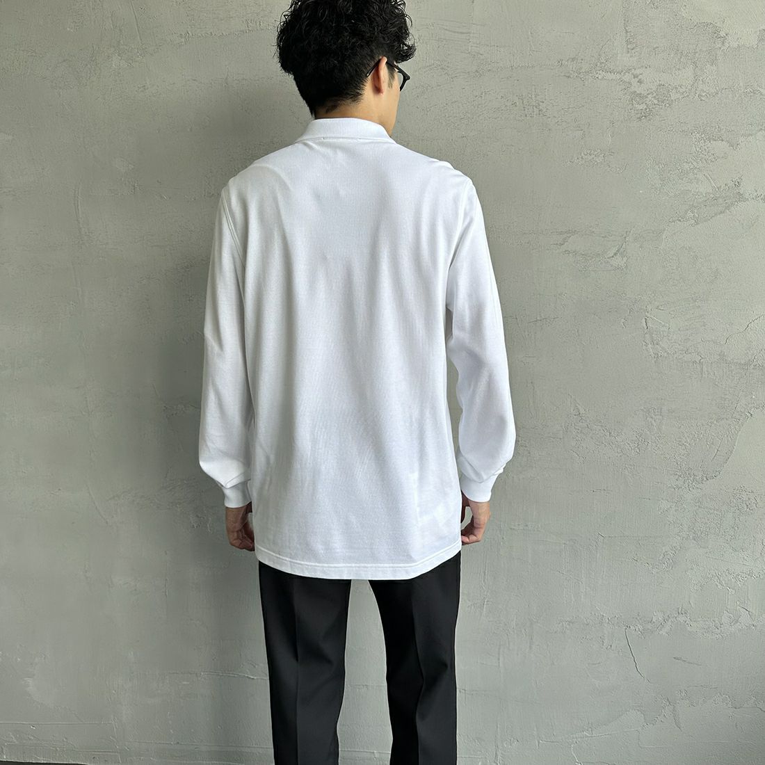 FRED PERRY [フレッドペリー] フレッドペリーポロシャツ [M6006] 100 WHITE &&モデル身長：168cm 着用サイズ：M&&