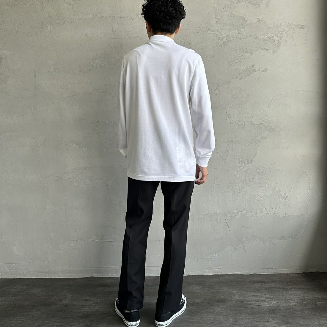 FRED PERRY [フレッドペリー] フレッドペリーポロシャツ [M6006] 100 WHITE &&モデル身長：168cm 着用サイズ：M&&