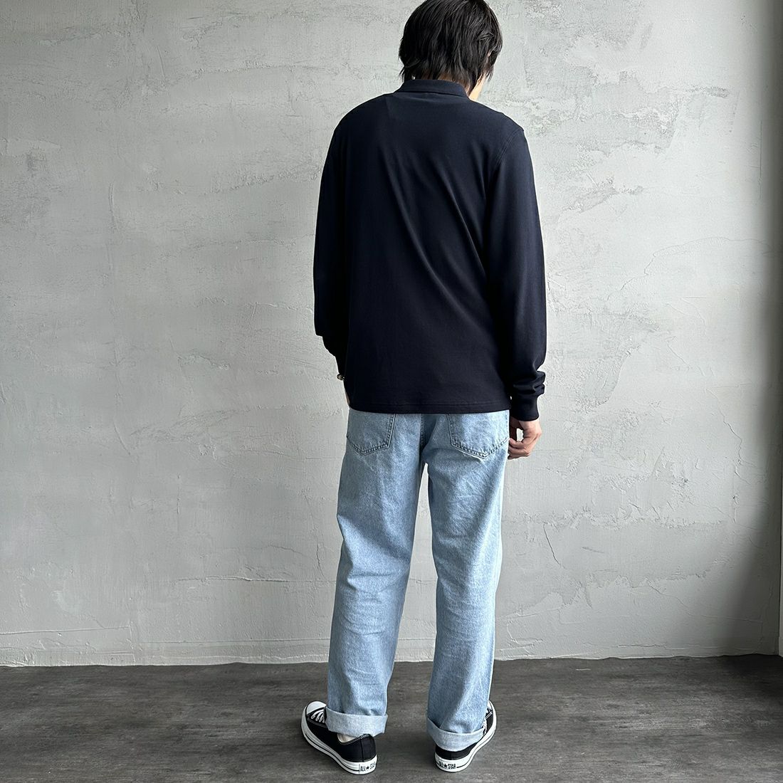 FRED PERRY [フレッドペリー] フレッドペリーポロシャツ [M6006] 608 NAVY &&モデル身長：173cm 着用サイズ：M&&