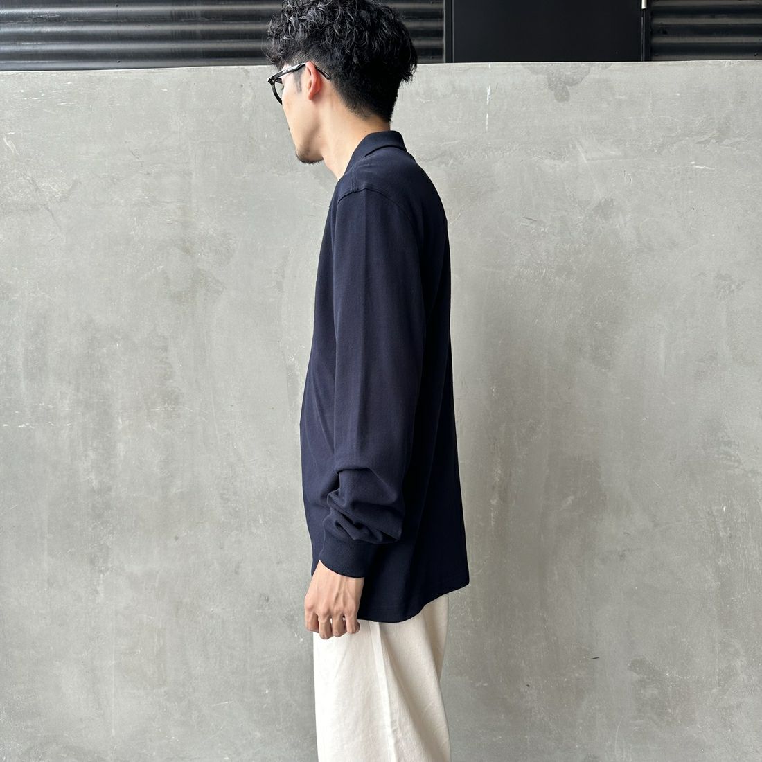 FRED PERRY [フレッドペリー] フレッドペリーポロシャツ [M6006] 608 NAVY &&モデル身長：168cm 着用サイズ：L&&