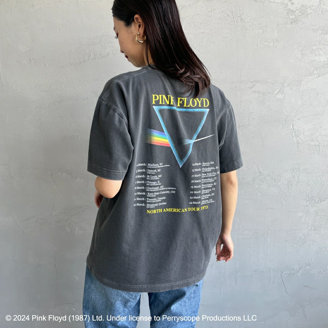 GOOD ROCK SPEED [グッドロックスピード] 別注 PINK FLOYD ロックプリントTシャツ [INTN-007-JF] CHARCOAL&&モデル身長：163cm　着用サイズ：F&&