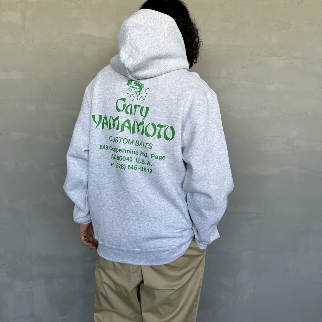 RUSSELL ATHLETIC [ラッセル アスレチック] Russell×Gary YAMAMOTO ロゴスウェットフーディ [RGY-A02] ASH &&モデル身長：173cm 着用サイズ：L&&