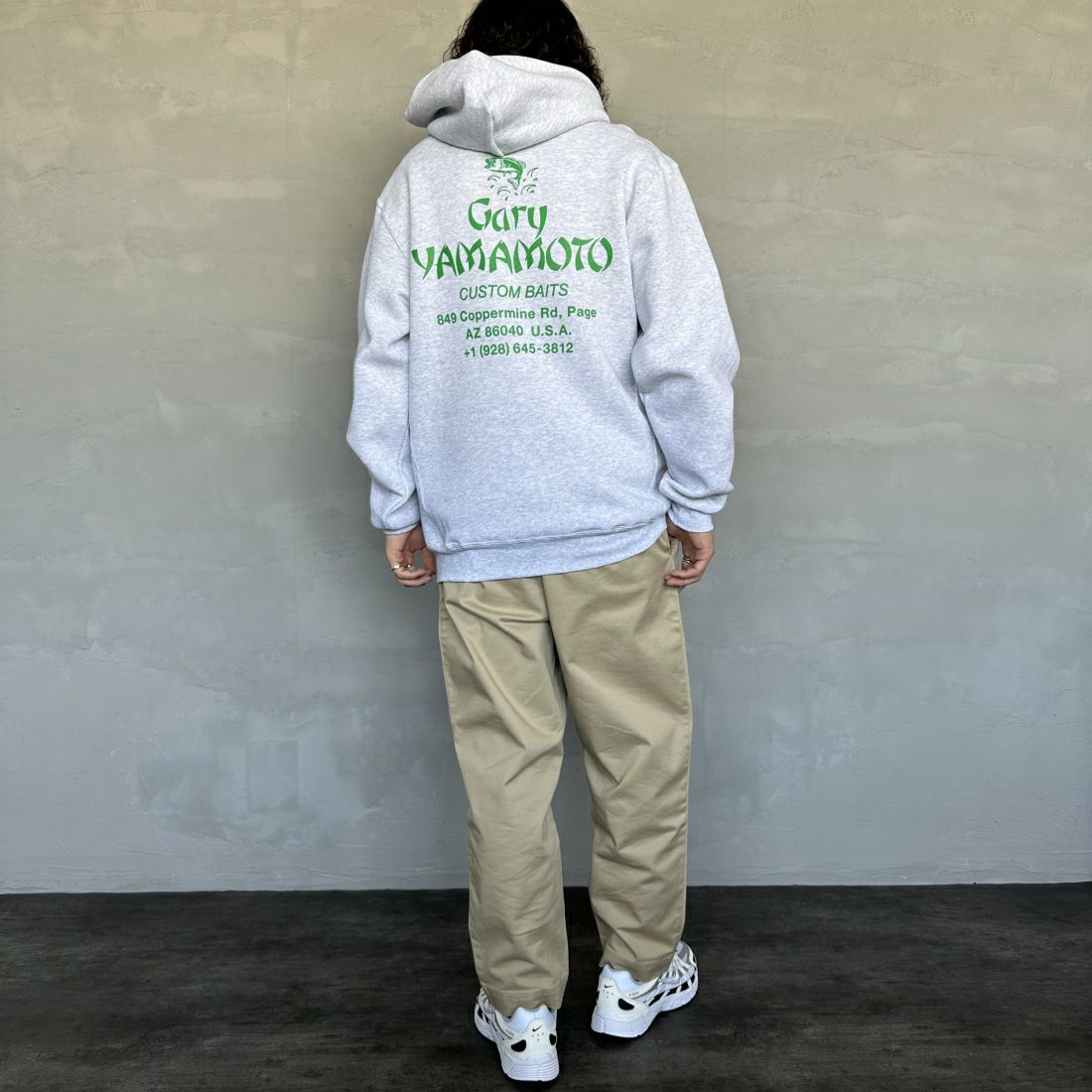 RUSSELL ATHLETIC [ラッセル アスレチック] Russell×Gary YAMAMOTO ロゴスウェットフーディ [RGY-A02] ASH &&モデル身長：173cm 着用サイズ：L&&