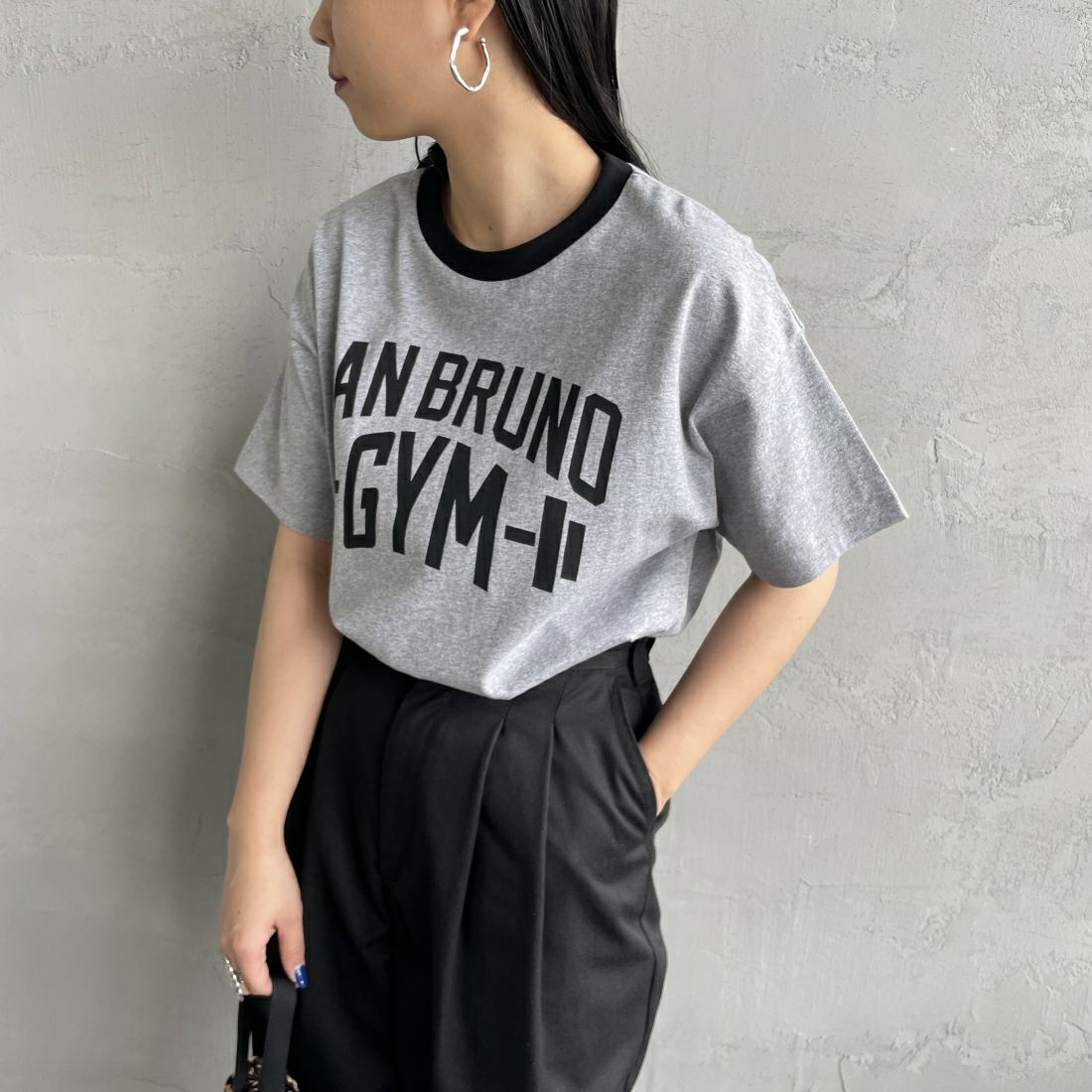 HANDTEX [ハンドテックス] 別注 スーベニアプリントTシャツ [HT6-CST-IN4-JF] GYM &&モデル身長：156cm 着用サイズ：F&&