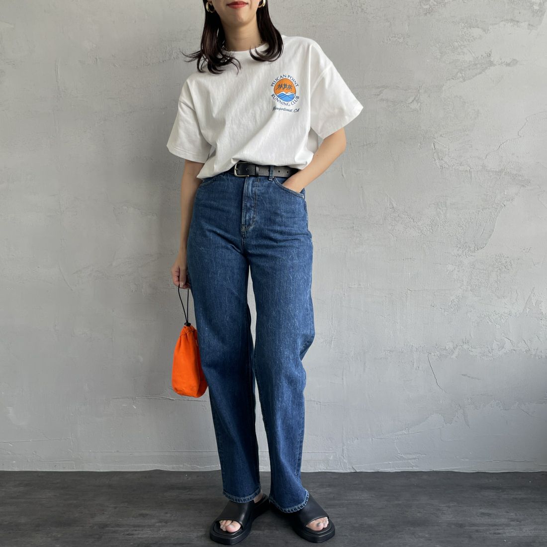 HANDTEX [ハンドテックス] 別注 スーベニアプリントTシャツ [HT6-CST-IN4-JF] RUN &&モデル身長：163cm 着用サイズ：F&&