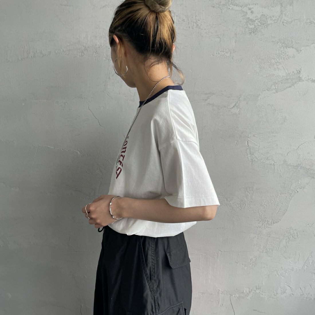 HANDTEX [ハンドテックス] 別注 スーベニアプリントTシャツ [HT6-CST-IN4-JF] SURF &&モデル身長：156cm 着用サイズ：F&&