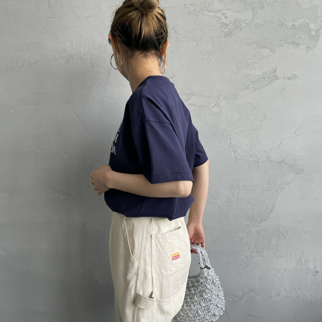 HANDTEX [ハンドテックス] 別注 スーベニアプリントTシャツ [HT6-CST-IN4-JF] SWIM &&モデル身長：156cm 着用サイズ：F&&
