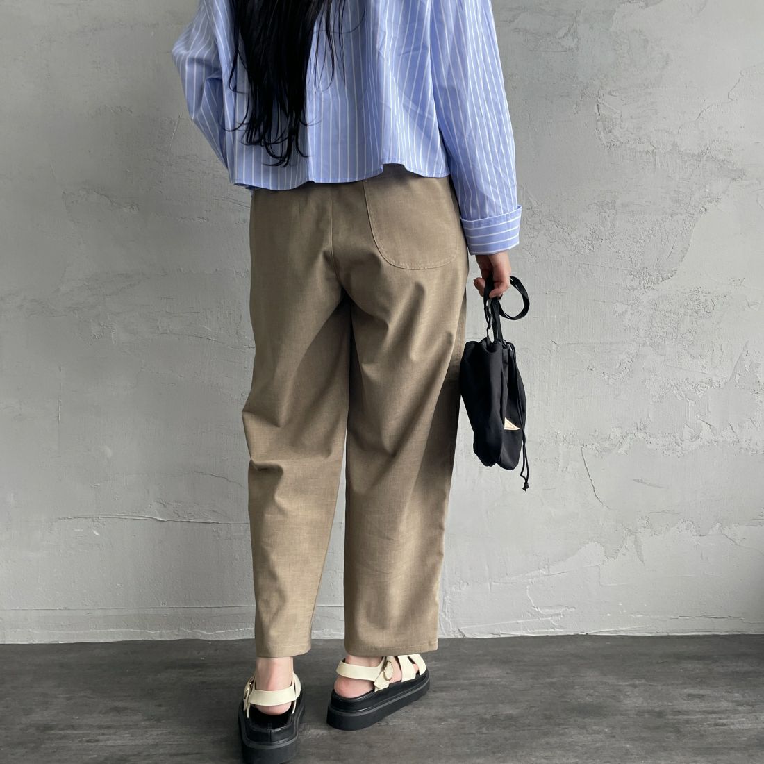 DANTON [ダントン] イージーパンツ [JD-2540WLS] LT.OLIVE &&モデル身長：156cm 着用サイズ：36&&