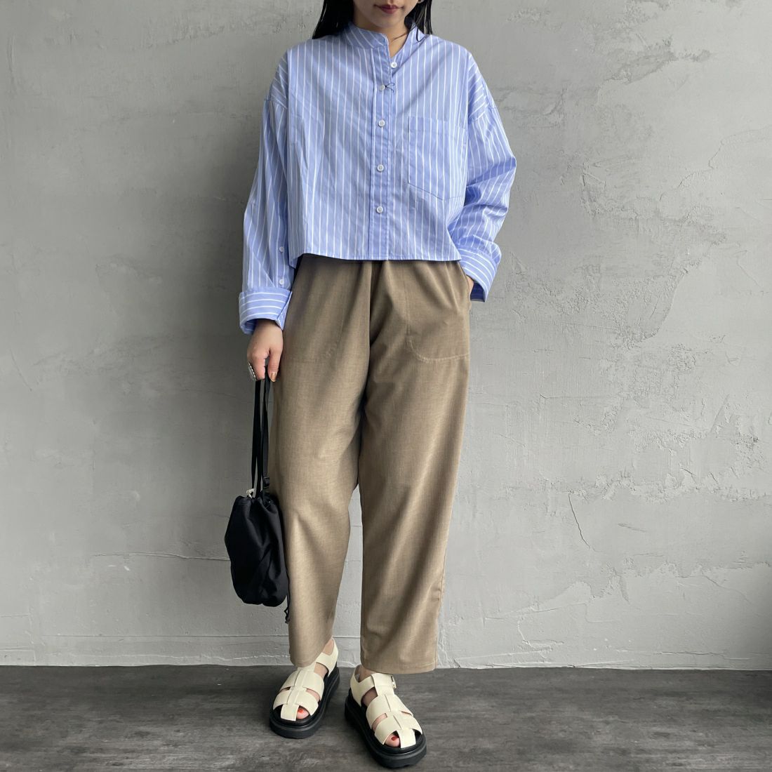 DANTON [ダントン] イージーパンツ [JD-2540WLS] LT.OLIVE &&モデル身長：156cm 着用サイズ：36&&