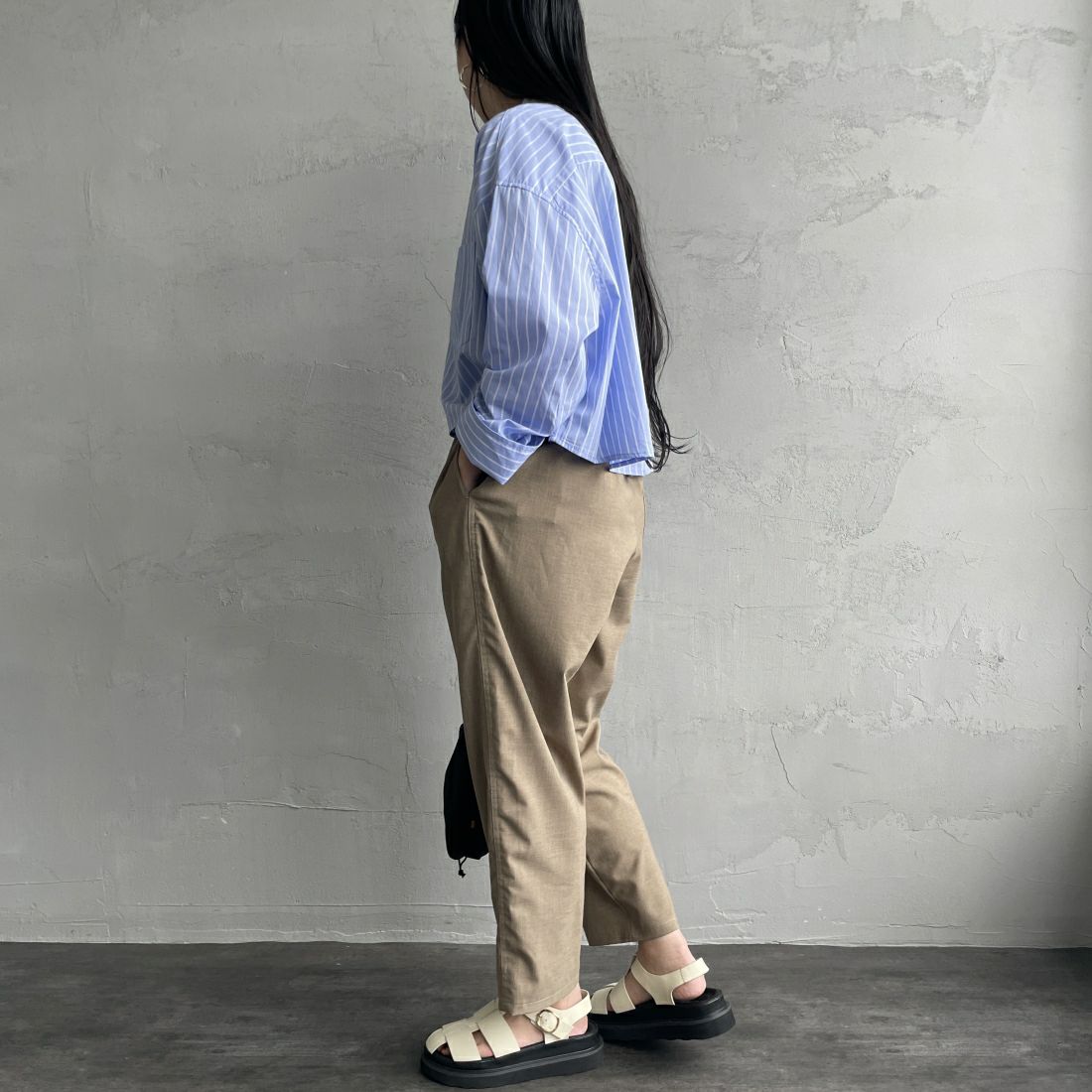 DANTON [ダントン] イージーパンツ [JD-2540WLS] LT.OLIVE &&モデル身長：156cm 着用サイズ：36&&
