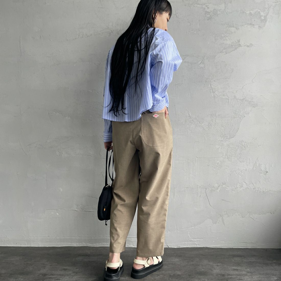 DANTON [ダントン] イージーパンツ [JD-2540WLS] LT.OLIVE &&モデル身長：156cm 着用サイズ：36&&