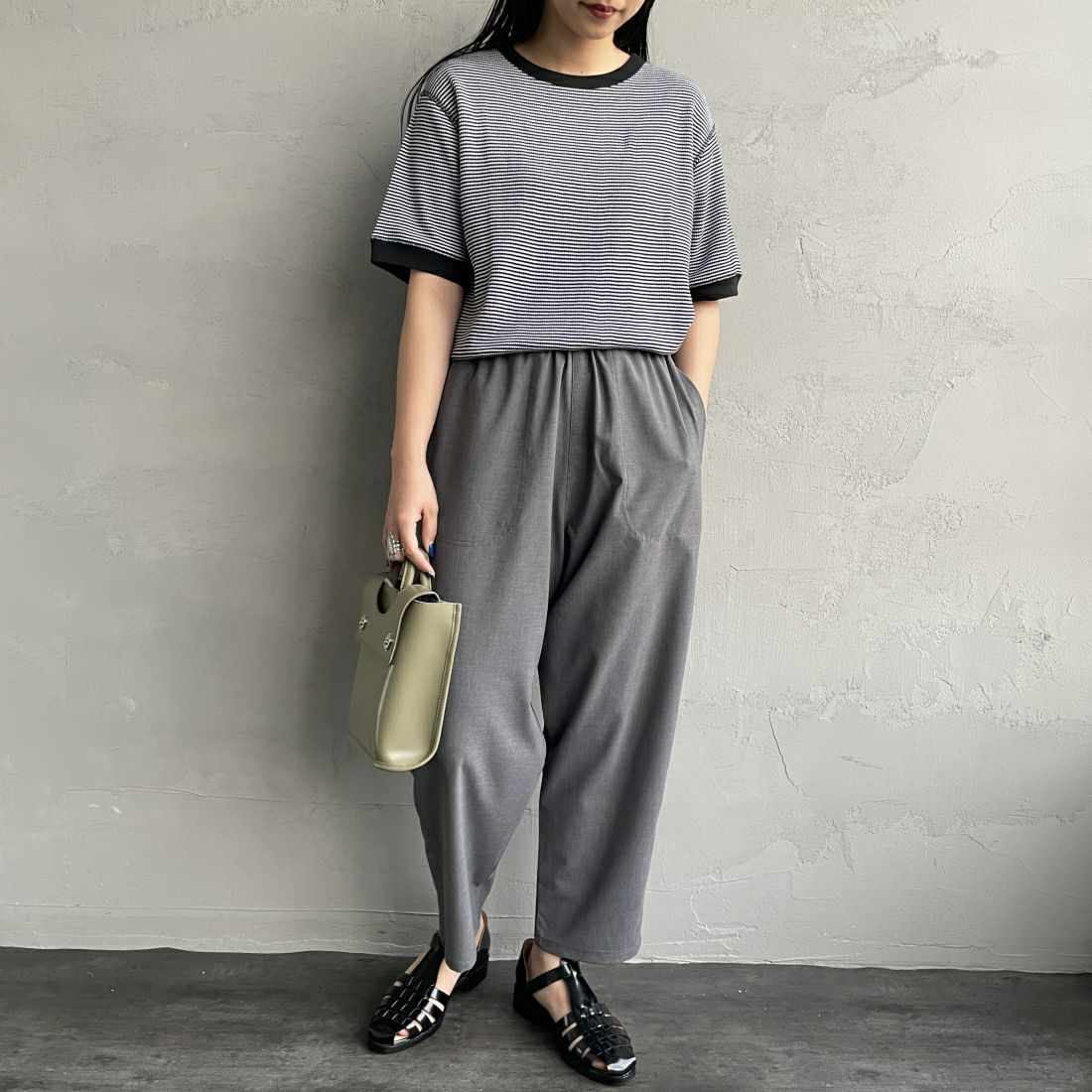 DANTON [ダントン] イージーパンツ [JD-2540WLS] GREY &&モデル身長：156cm 着用サイズ：36&&