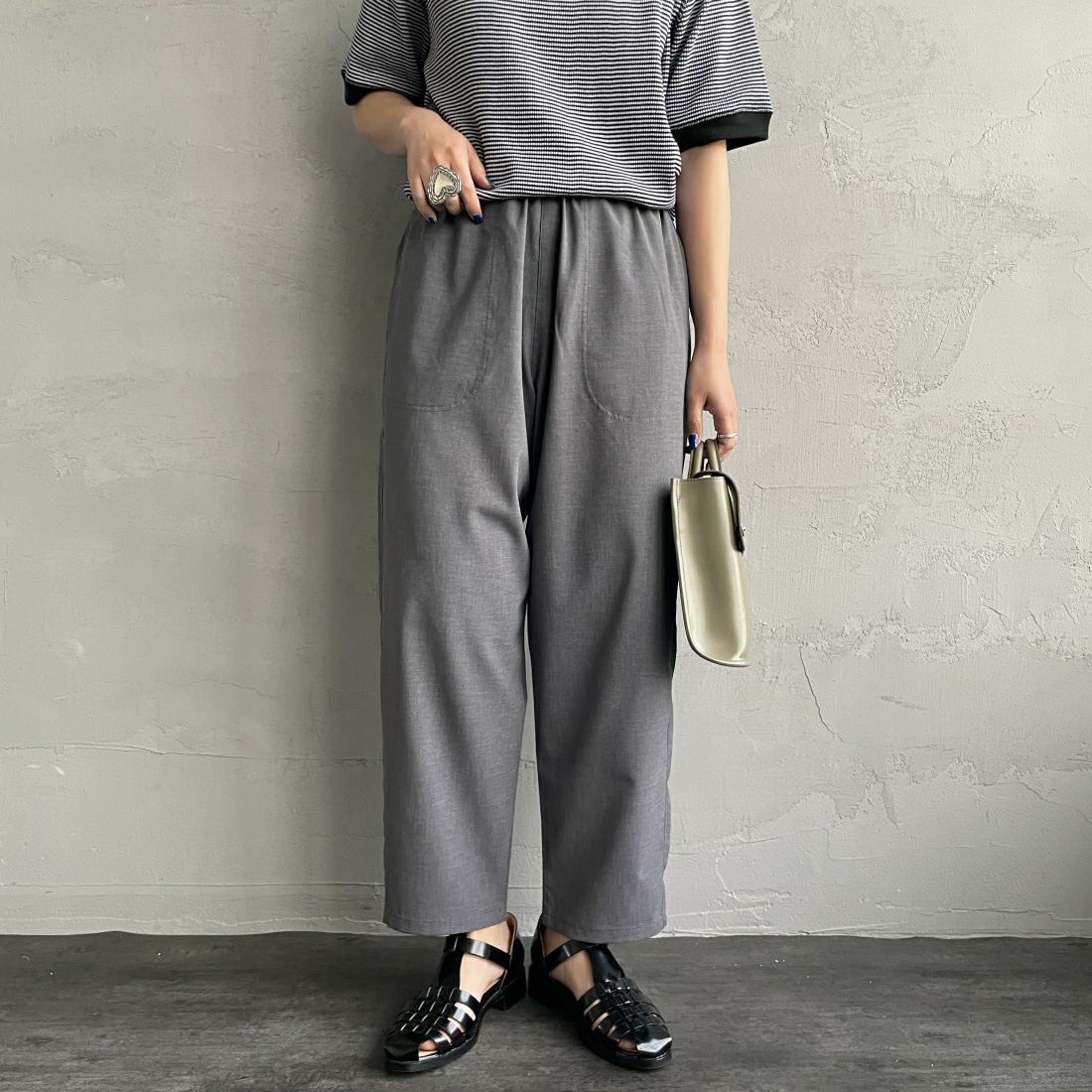 DANTON [ダントン] イージーパンツ [JD-2540WLS] GREY &&モデル身長：156cm 着用サイズ：36&&