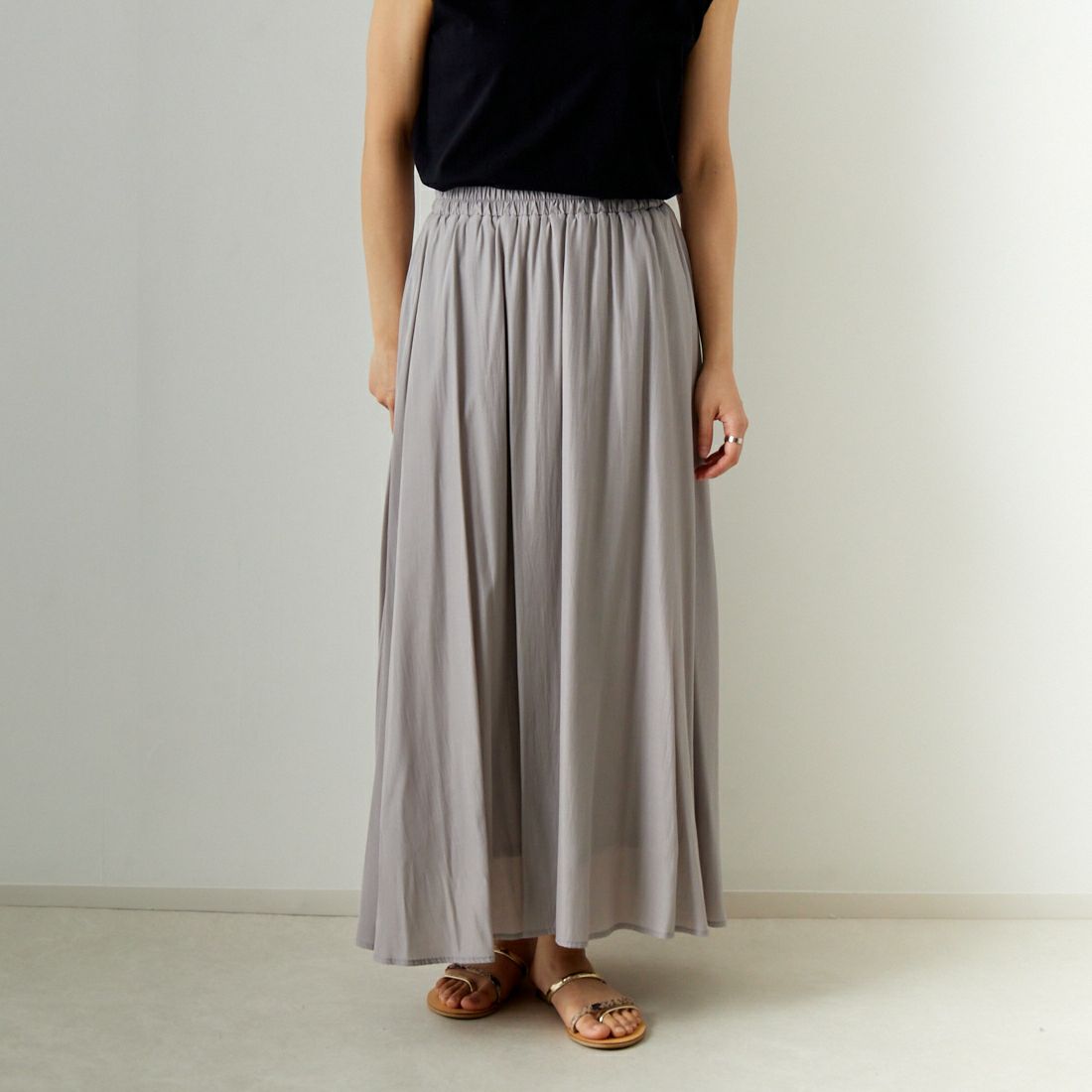 Jf Ready Made [ジェイエフレディメイド] エアリースカート [963-27201] 07 Lｸﾞﾚｰ &&モデル身長：160cm 着用サイズ：F&&