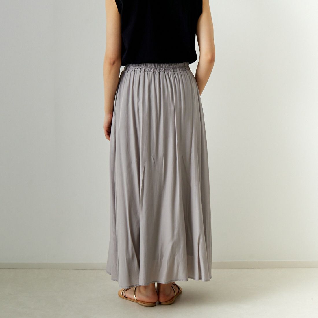 Jf Ready Made [ジェイエフレディメイド] エアリースカート [963-27201] 45 ﾌﾞﾗｳﾝ &&モデル身長：160cm 着用サイズ：F&&