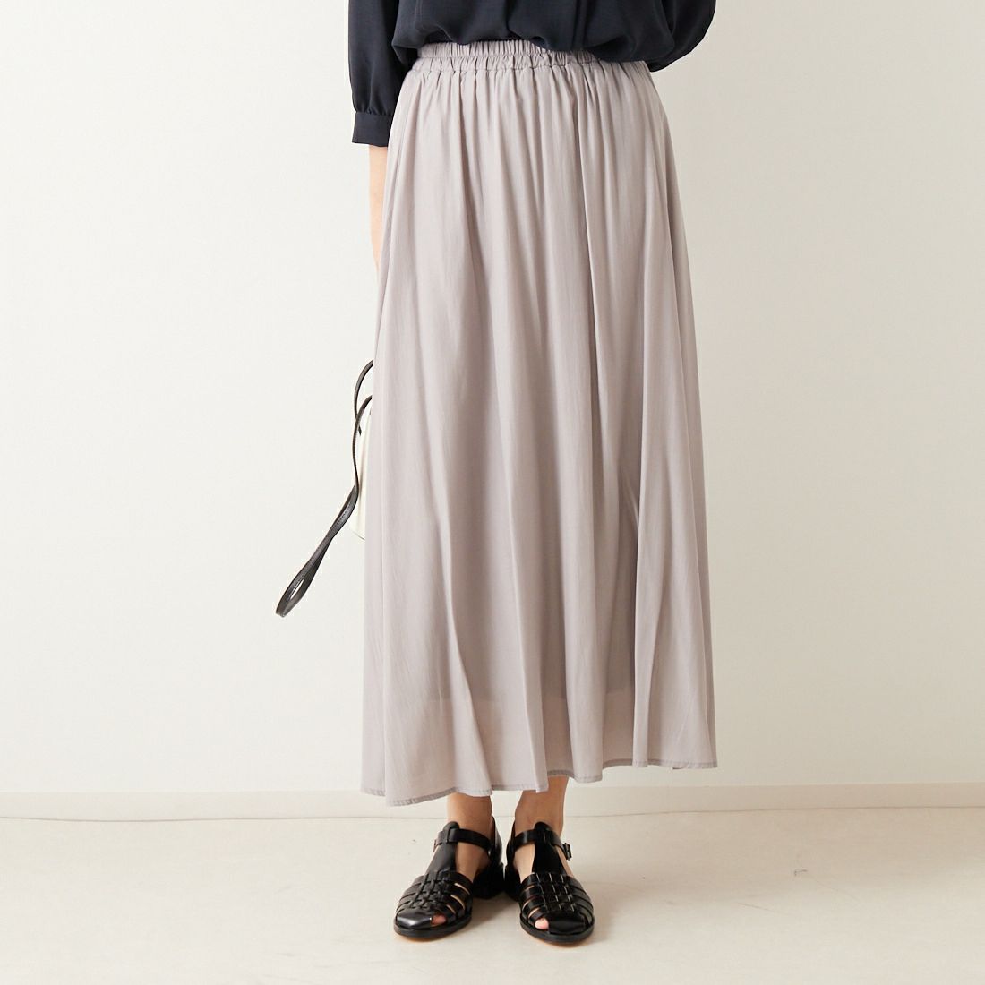 Jf Ready Made [ジェイエフレディメイド] エアリースカート [963-27201] 07 Lｸﾞﾚｰ &&モデル身長：160cm 着用サイズ：F&&