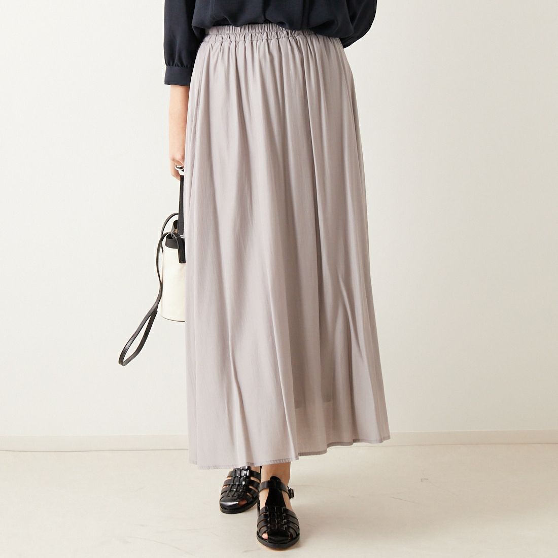 Jf Ready Made [ジェイエフレディメイド] エアリースカート [963-27201] 07 Lｸﾞﾚｰ &&モデル身長：160cm 着用サイズ：F&&