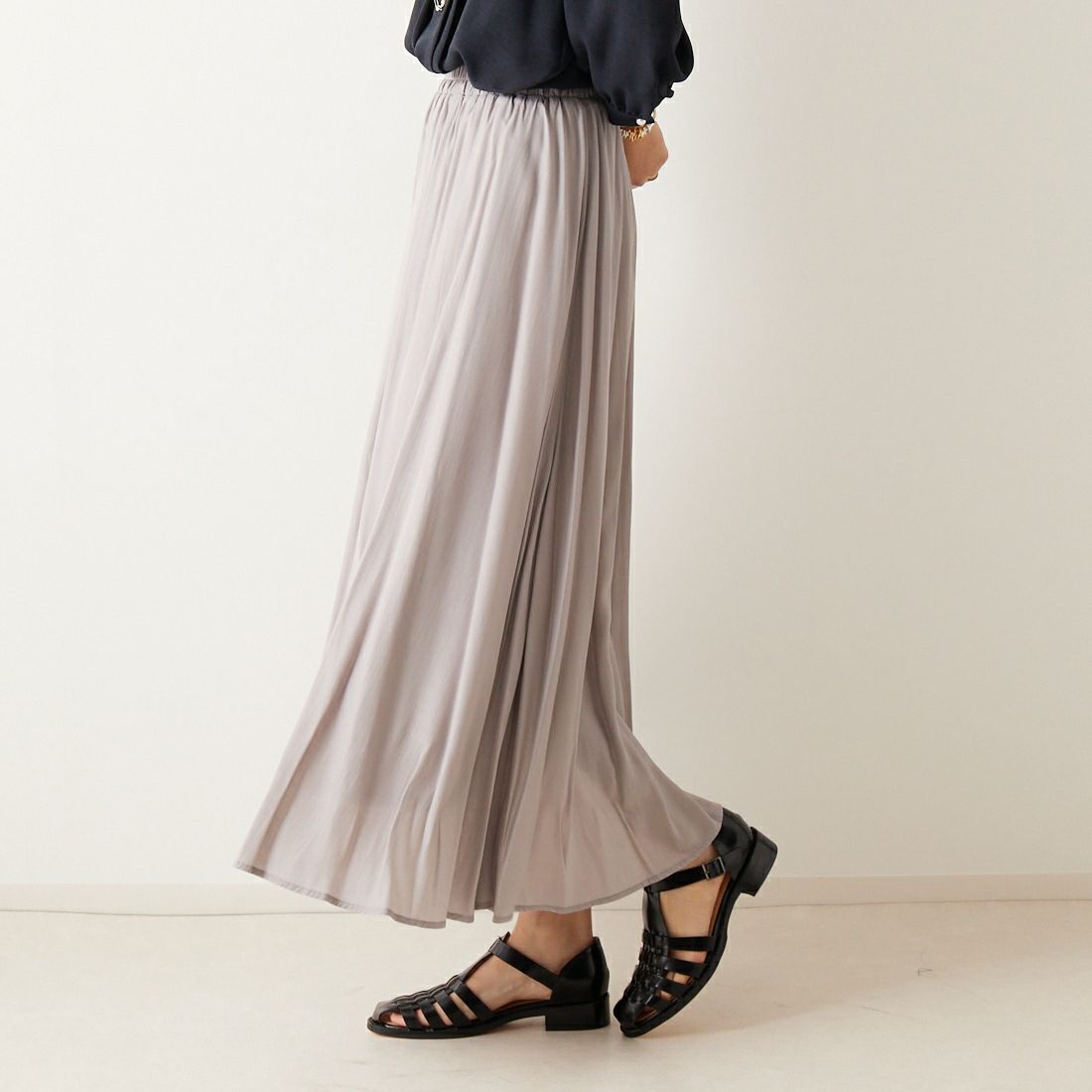 Jf Ready Made [ジェイエフレディメイド] エアリースカート [963-27201] 07 Lｸﾞﾚｰ &&モデル身長：167cm 着用サイズ：F&&