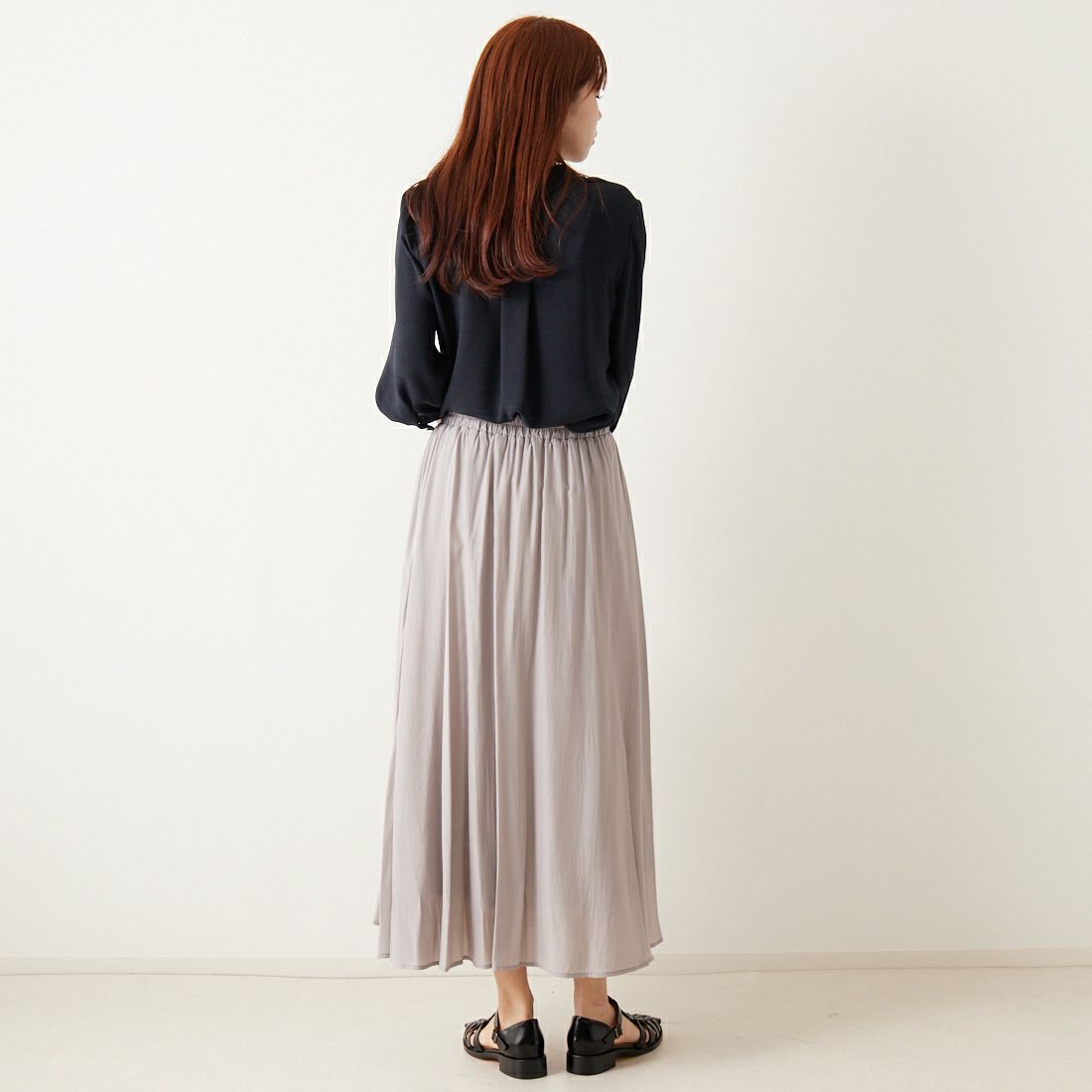 Jf Ready Made [ジェイエフレディメイド] エアリースカート [963-27201] 07 Lｸﾞﾚｰ &&モデル身長：167cm 着用サイズ：F&&