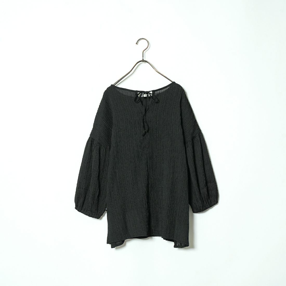 Jf Ready Made [ジェイエフレディメイド] シアーリップルバックリボンブラウス [2910309] 801 ﾌﾞﾗｯｸ