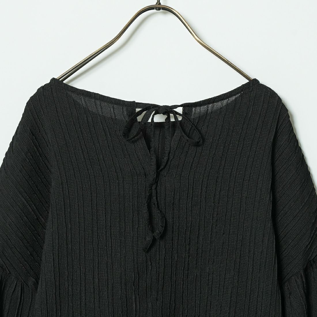 Jf Ready Made [ジェイエフレディメイド] シアーリップルバックリボンブラウス [2910309] 801 ﾌﾞﾗｯｸ